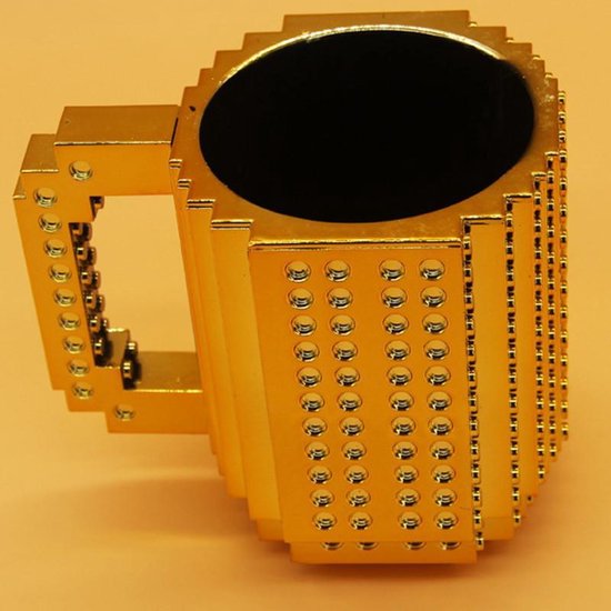 Build on Brick Mug -goud- 350 ml - bouw je eigen mok met bou