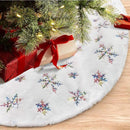 Elegante Kerstboomrok - 122 cm - Wit met Kleurrijke Sneeuwvl