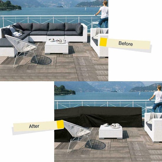 Premium Waterdichte Hoekbankhoes - 210D Oxford Stof, UV-bestendig, Sneeuw- en Winddicht - Geschikt voor Buitenmeubilair - 222 x 286 x 82 cm