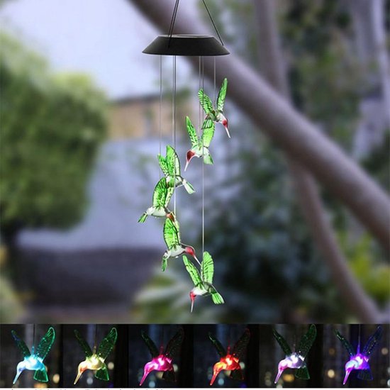 windgong - prachtige set van kolibries / hummingbirds die s 'avonds een mooie licht effect geeft.