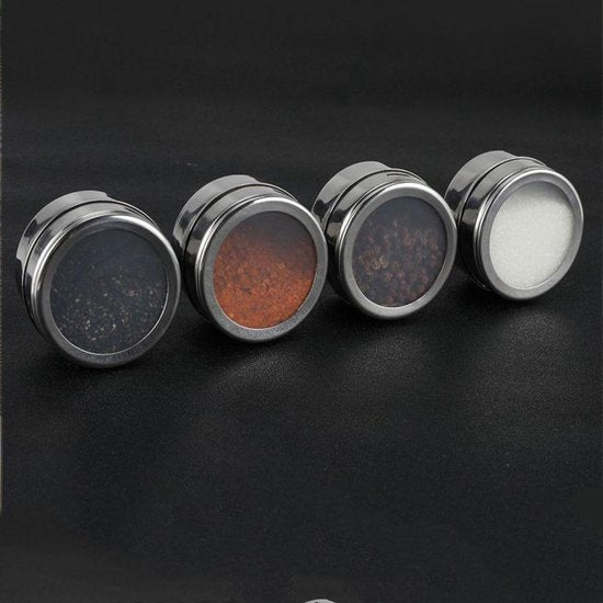 Roestvrijstale Magnetisch Kruidenrek met 9 kruidenpotjes-kru