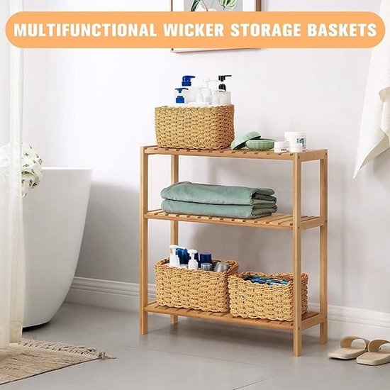 4 delige Natuurlijke Rieten Handgeweven Opbergdozen set-Rust