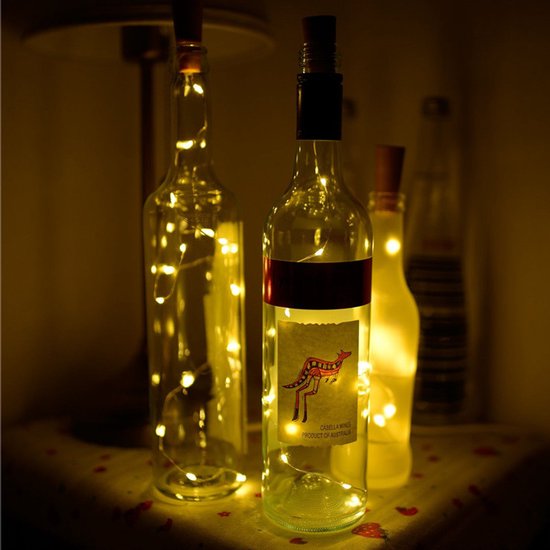 Unikorf 4x Wijnkurk Koperdraadlamp 1m met 10 LED's