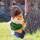 Grappige Kabouter Tuinornamenten-Kabouter op het Toilet met Mobiele Telefoon 5*7*12,5cm