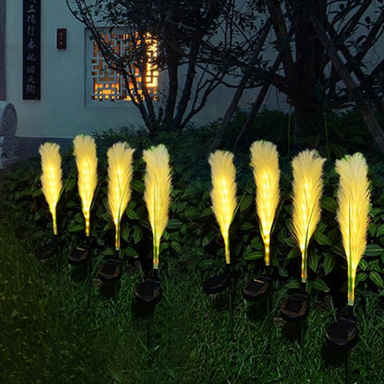 LED zonne-energie rieten lamp - Decoratieve en energiezuinige lamp voor uw tuin, patio of veranda- warm licht