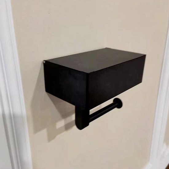 3-in-1 Zelfklevende RVS Toiletrolhouder met Plankje Zwart