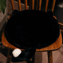 Rond Kussen Kat – 40×40 cm – Zwart Pluche Kussentje