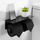 Dubbele toiletrolhouder met RVS plank 260x100x100 mm zwart