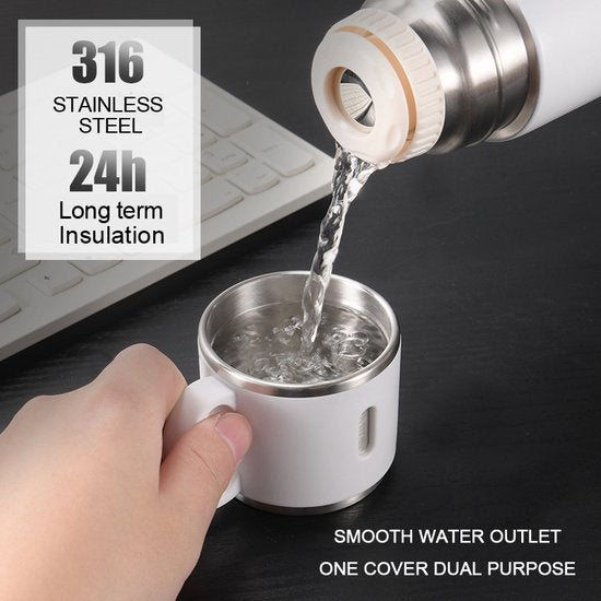 TDR - Thermosfles - RVS - grote capaciteit - 580 ml  wit