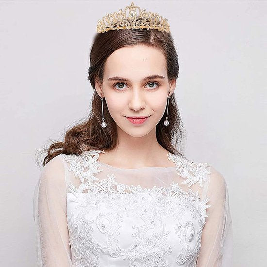 Betoverende Diadeem Kroon met Zijdelingse Kammen - Schitterend Accessoire voor Speciale Gelegenheden-goud
