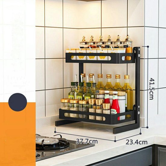 Multifunctioneel 2-laags Keukenrek - Zwart