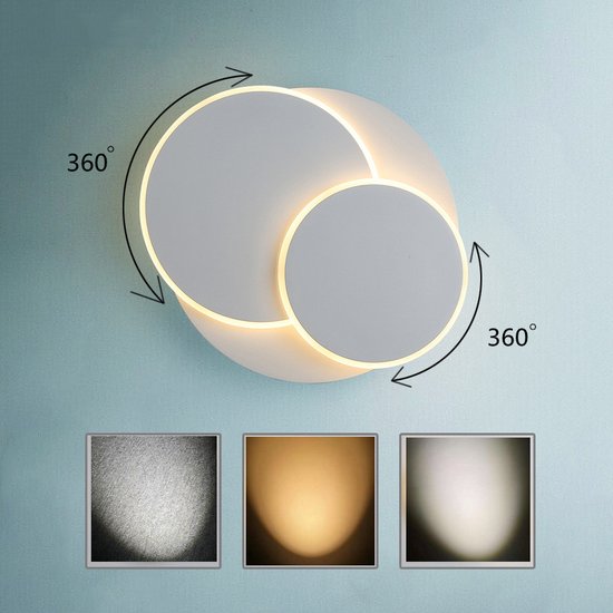 Ronde 360 ° Draaibare Wandlamp voor binnen -designlamp -3 lichtstanden