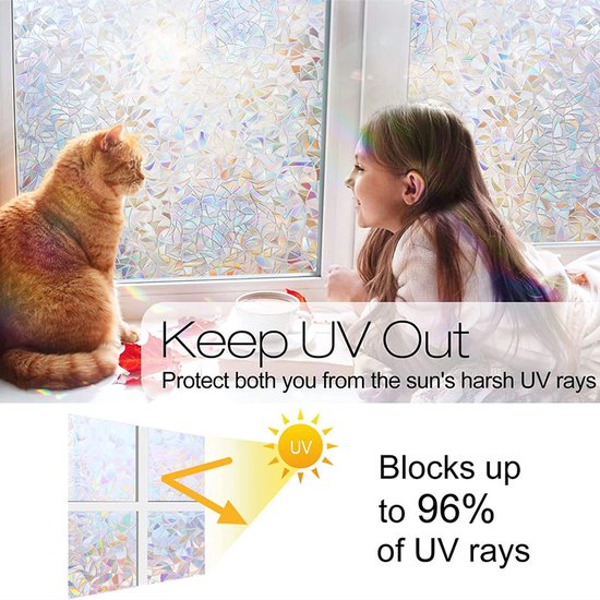 Unikorf 3D Glasfolie Anti-Inkijk Zonwerend Regenboog 90x200C