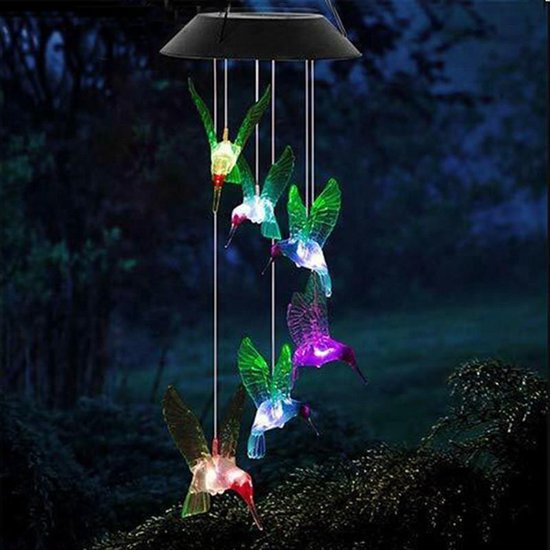 windgong - prachtige set van kolibries / hummingbirds die s 'avonds een mooie licht effect geeft.