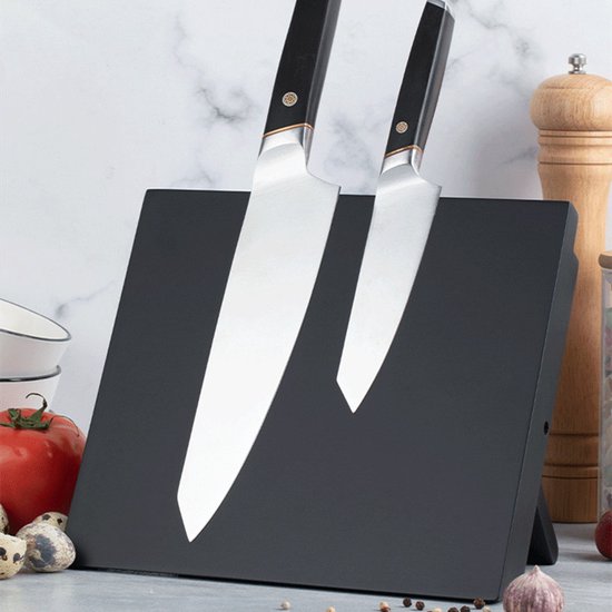 Keuken Opvouwbare Magnetische Messenblok -Messenblok Zonder Messen- Modern en Ruimtebesparend Ontwerp-zwart