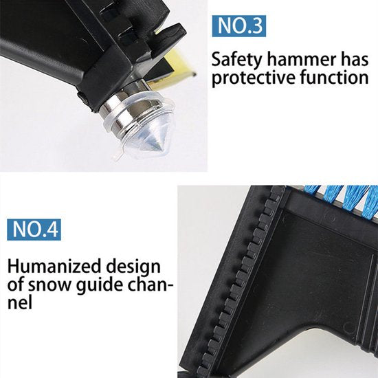 3-in-1 ijskrabber/sneeuwveger + noodhamer, uitschuifbaar