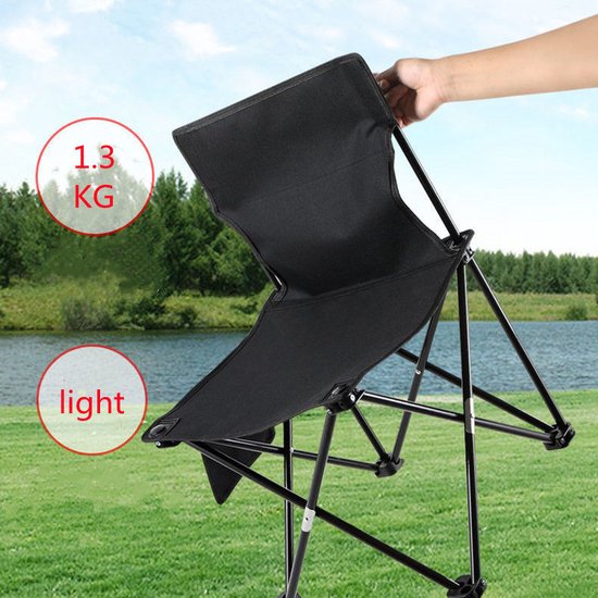 Campingstoel - Vouwstoel Visstoel – met gratis draagtas- zwart - Tot 150Kg - 41x41x72 zithoogte ca. 39cm