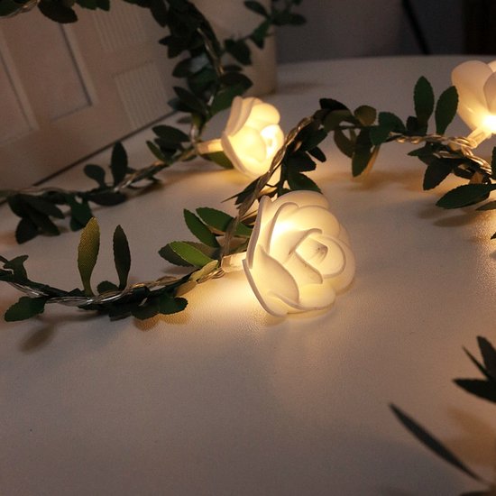 led lichtsnoer rose vine met warm wit licht 3 meter 20 lichtjes-werkt op batterij