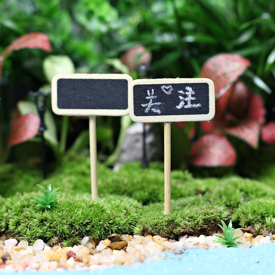50 stuks Charmant Krijtbord met Paaltje voor Tuin en Horeca-zwart-4x2.2x6.3cm