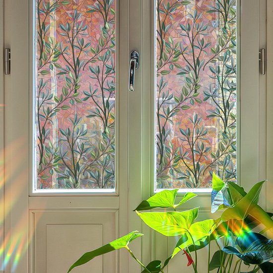 Milieuvriendelijke PVC Glasfolie - Kleurrijk Bladpatroon 40x