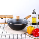 Traditionele Smeedijzeren Wokpan 20 cm met Deksel - Visgraat Non-Stick Coating - Geschikt voor Inductie, Gas, Elektrisch en Keramisch Koken