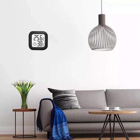 2-in-1 Mini Digitale Hygrometer en Weerstation - Temperatuur- en Luchtvochtigheidsmeter- zwart