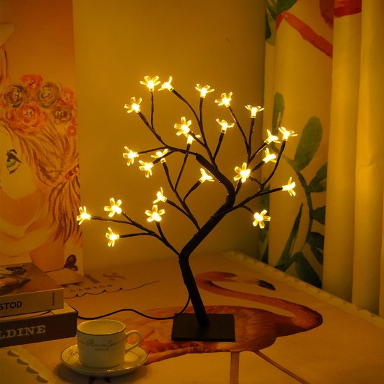 Kersenbloesemboomlamp met 24 LED-lampen - Moderne Eyecatcher voor uw Interieur -Eenvoudig Gevoed via USB