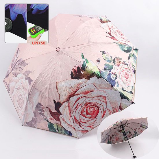 Opvouwbaar bloem paraplu - Zonbescherming Anti-Uv UPF50 + -W