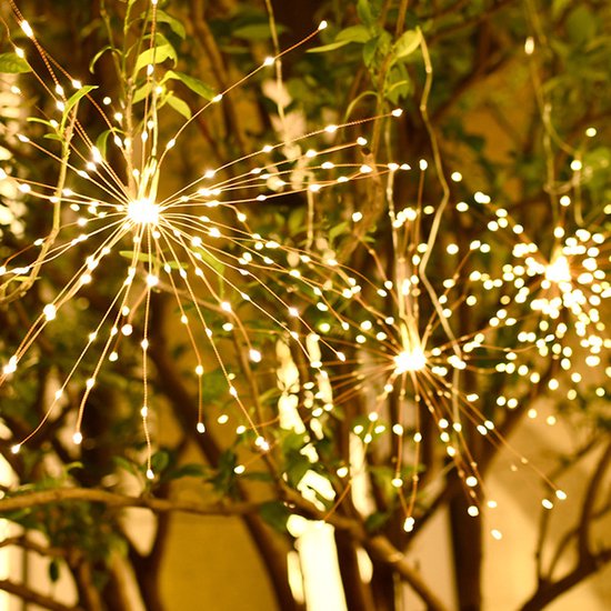 Unikorf Zonne-energie Vuurwerk 200LED Lichtslinger, warm wit