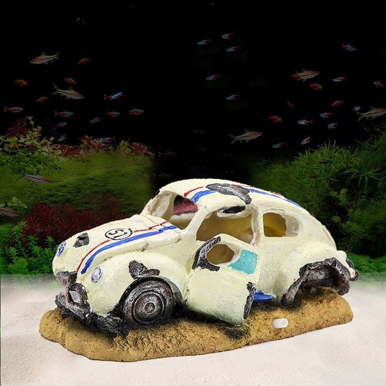 Verzonken Auto Aquariumdecor - Natuurgetrouw 17x9x8cm