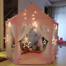 Roze Kinder Speeltent Kasteel met Sterrenverlichting 140x70x
