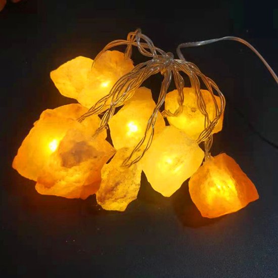 Natuurlijke Roze Himalaya Zout Crystal Rock -werkt op USB- Led-lichtsnoer 1 meter 10 lampjes
