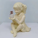 Creatieve hars tuinbeeld-Jongen en meisje standbeeld-decoratief tuinfiguur met glow in the dark poeder