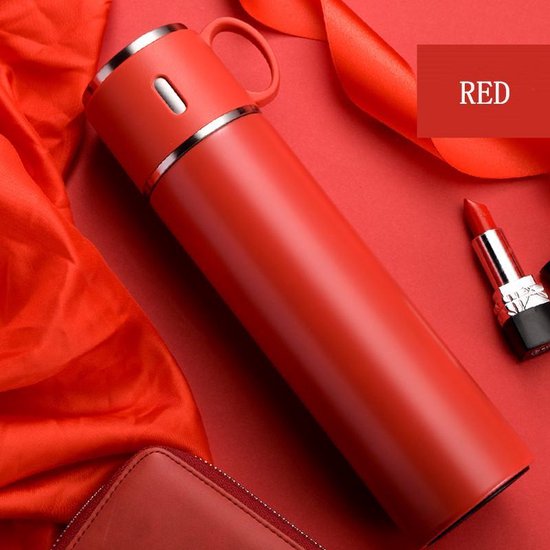 Thermosfles - RVS - grote capaciteit - 580 ml - Rood