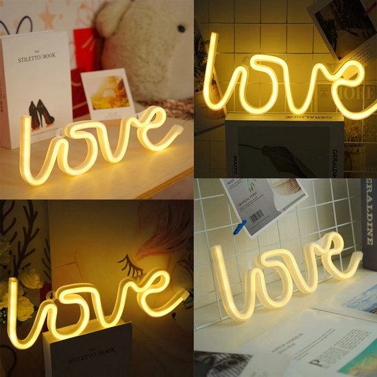 decoratieve LED-neonverlichting in de vorm van het woord "love"- USB of met batterijen aansluiting -warm wit licht