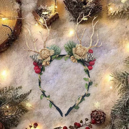 Prachtige Handgemaakte kerst Haarband met dennenappels- en Bessenboomtakken - Perfect voor Feestelijke Gelegenheden
