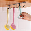 Keukenhaak onder plank, 6 haken - set van 4, zwart 26cm