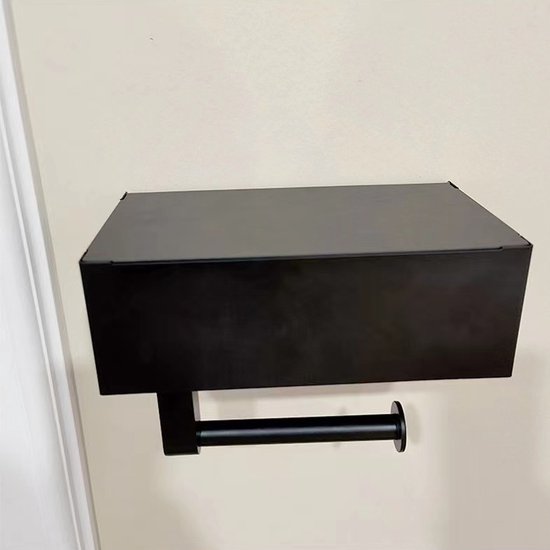 3-in-1 Zelfklevende RVS Toiletrolhouder met Plankje Zwart