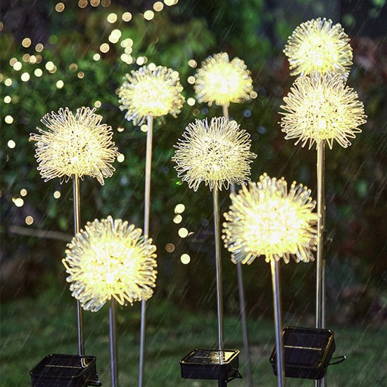 2x Solar Tuinlamp Paardenbloem - Warm Wit Sfeerlicht