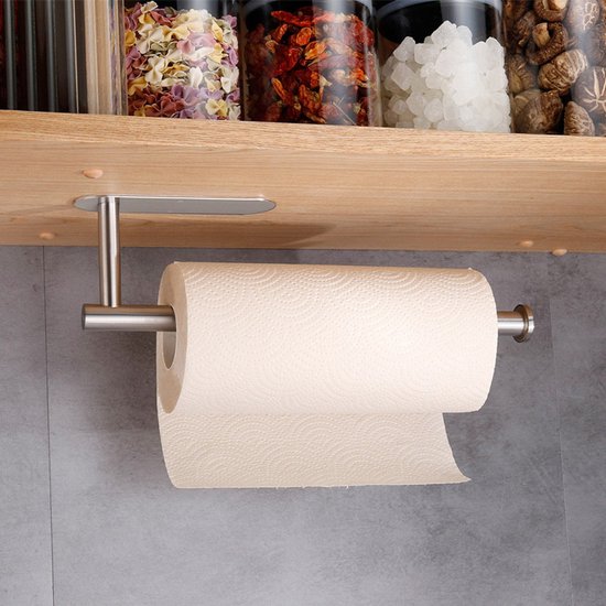 Ronde keukenpapierhouder van roestvrij staal met flexibele installatiemodi-zilver