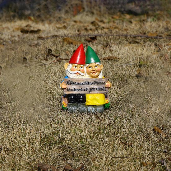 Tuinkabouters liefdespaar ornament 11,5x7,5x15,5 cm