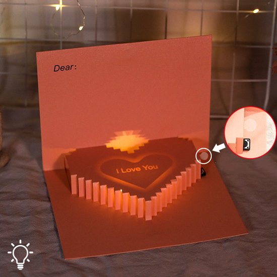 Unikorf Romantische 3D Wenskaart: Licht & Geluid