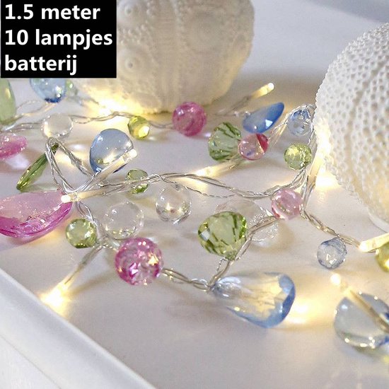 LED Lichtsnoer met kristallen kralen - 10 lampjes 1.5m