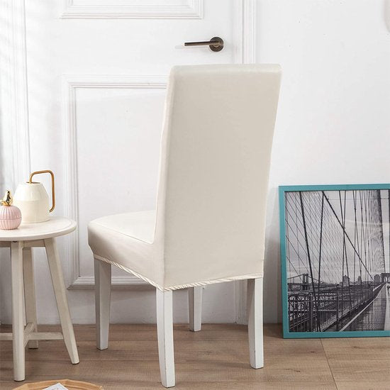 2 Stuks Stoelhoezen Eetkamerstoelen Stretch- imitatie leer-Waterdicht--cream
