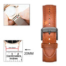 20mm-Universele Leren Band licht bruin- Quick Release - Past op Alle Merken met 20mm Aanzetmaat
