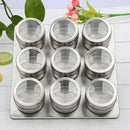 Roestvrijstale Magnetisch Kruidenrek met 9 kruidenpotjes-kruiden en specerijen rek -silver