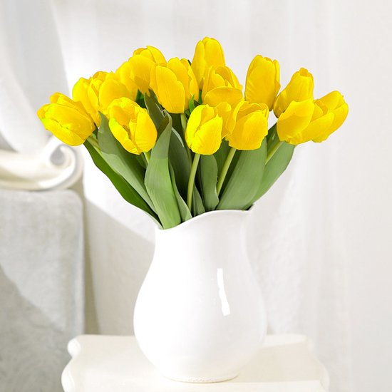 10 stuks kunsttulpen realistisch geel - duurzaam