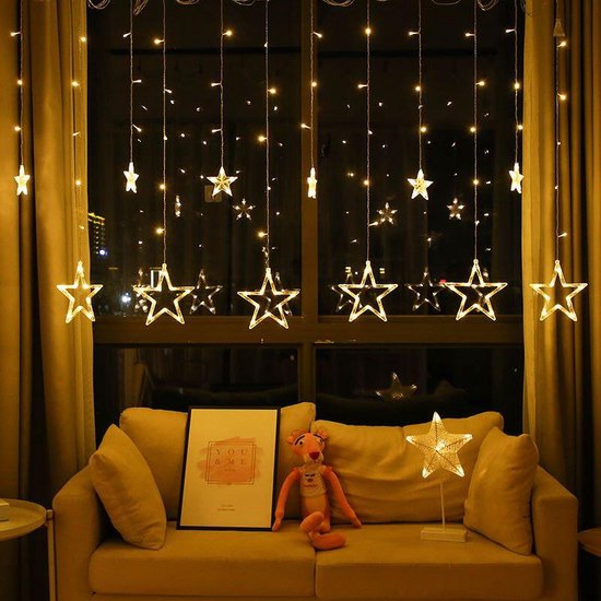 Sterrenhemel- Lichtketting met sterren-Verlichting voor Buiten & Binnen- LED lichtgordijn met 8 verlichtingsmodi - warm licht met 1.5M snoer 220V