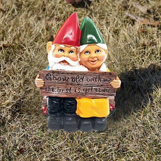 Tuinkabouters liefdespaar ornament 11,5x7,5x15,5 cm
