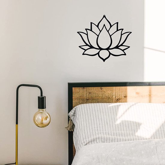 Unikorf Metalen Lotus Wanddecoratie 28x24cm Zwart